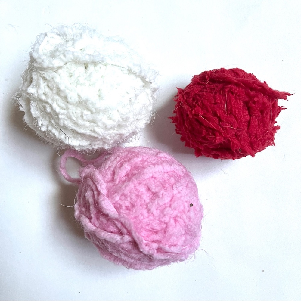 Baby soft yarn balls- Pink, Red, and White
